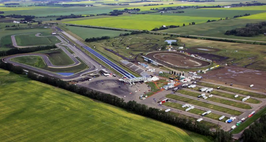 Birds eye view of Castrol Raceway and surrounding farmland