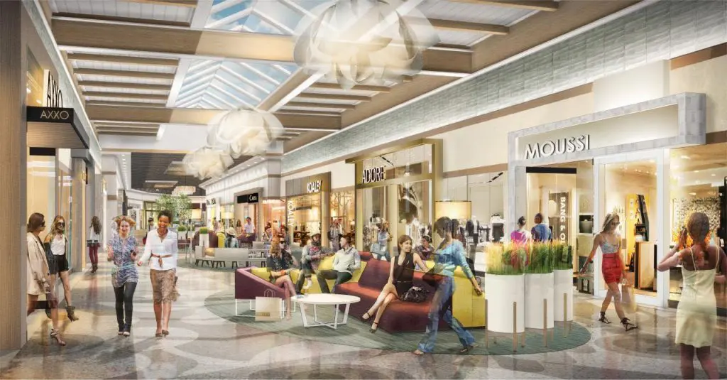 Premium Outlet Collection EIA rendering of mall interior with shoppers