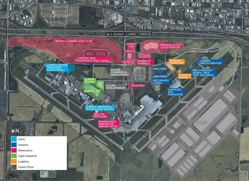 Carte immobilière des aéroports d'Edmonton