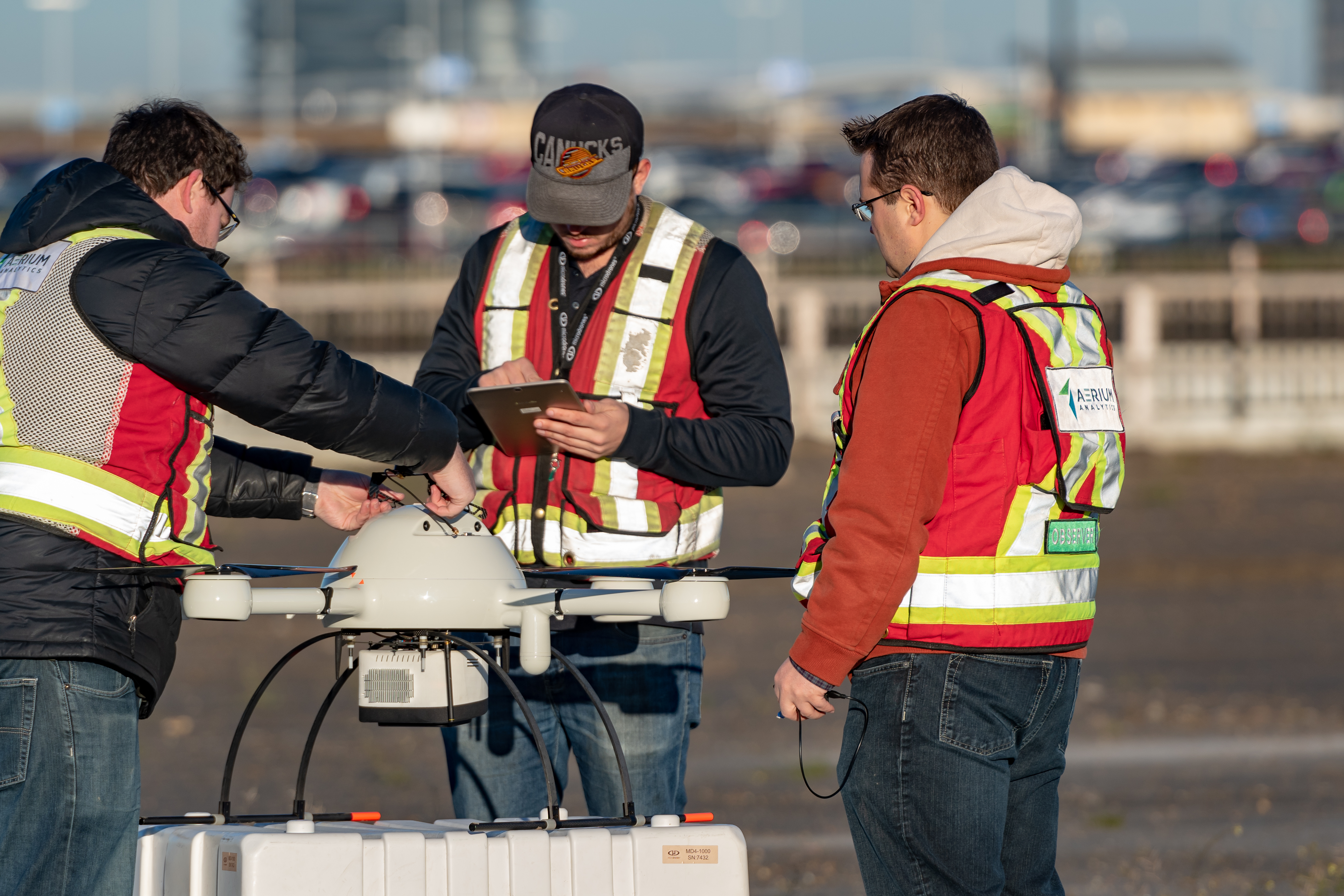 Caption: A Microdrone md4-1000, the type of drone used in the October 20, 2019 surveys at EIA