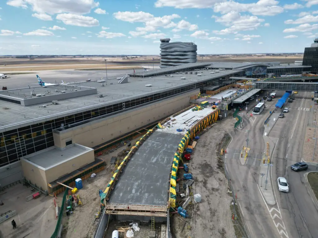 An aerial view of the Departures Roadway.