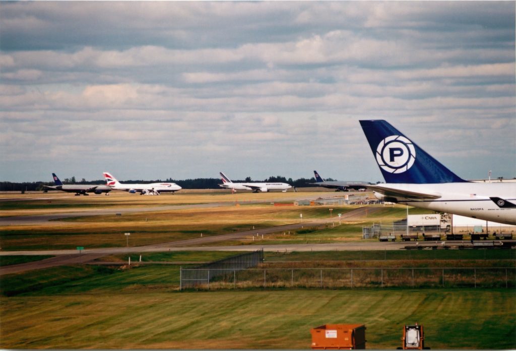 Planes parked away from the terminal on 9-11