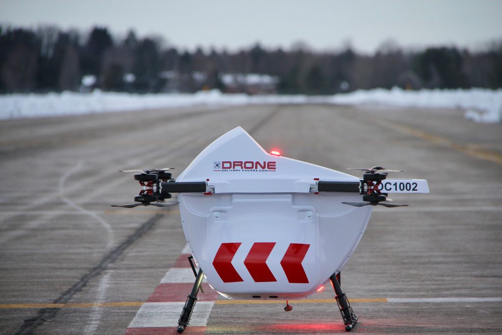 A Drone Delivery Canada “Sparrow” drone, capable of carrying up to 10lbs.