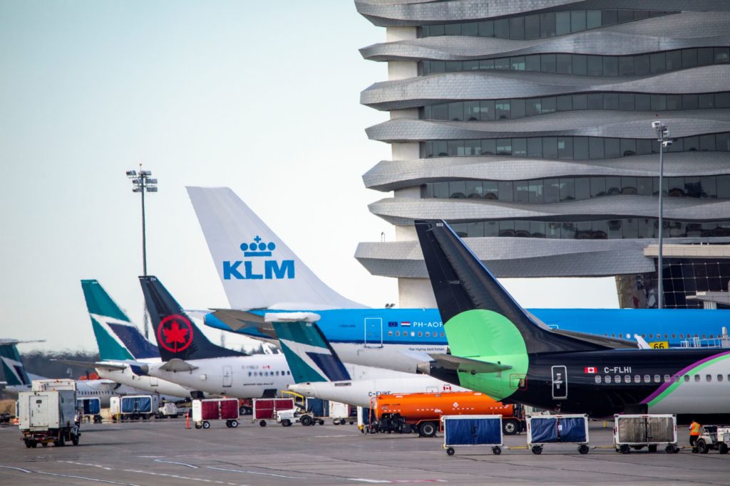 Various aircraft at Edmonton International Airport