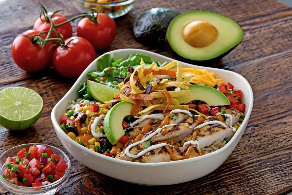 Photo of fresh vegetables and a dish from Chili's