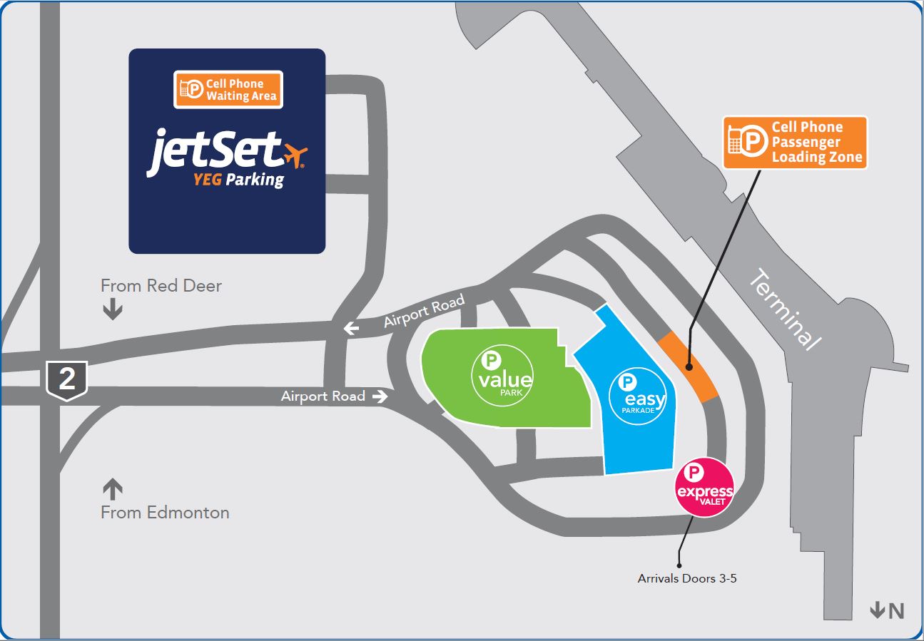 Parking map at Edmonton International Airport