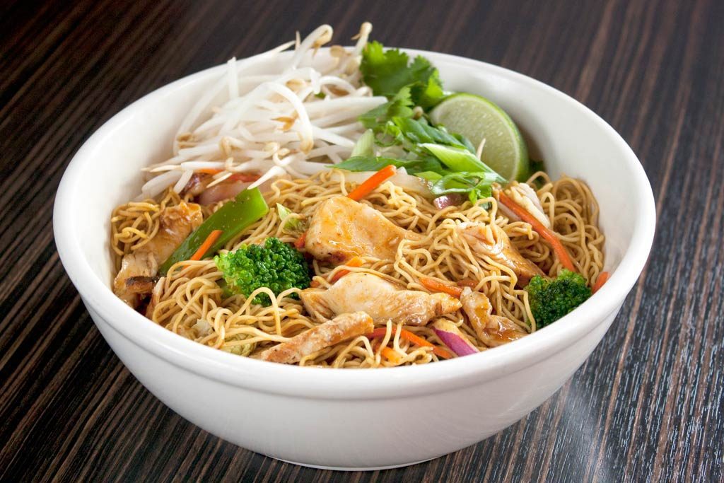 Photograph of a noodle dish from Wok Box